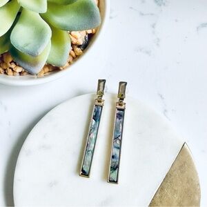 2/$30🌵Gold Tone Faux Abalone Bar Earrings Dangle Bohemian NEW Boho Jewelry Gift